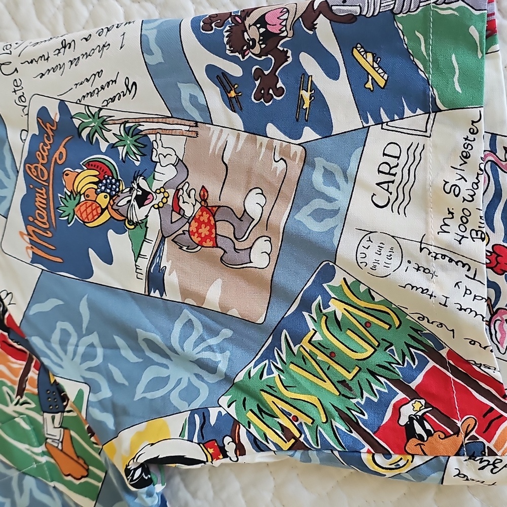 🌈HP🌈Reyn Spooner Hawaian Warner Bros. Vintage Shirt Large - Picture 5 of 16
